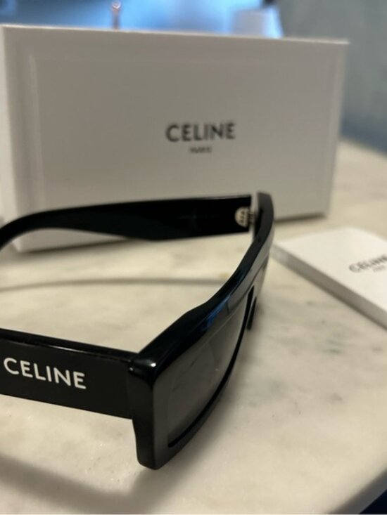 Celine Black Rectangular Slim-Edge Sunglasses